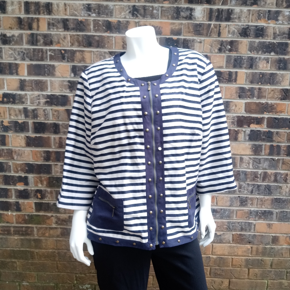 Silk Land blue and white stripe jacket